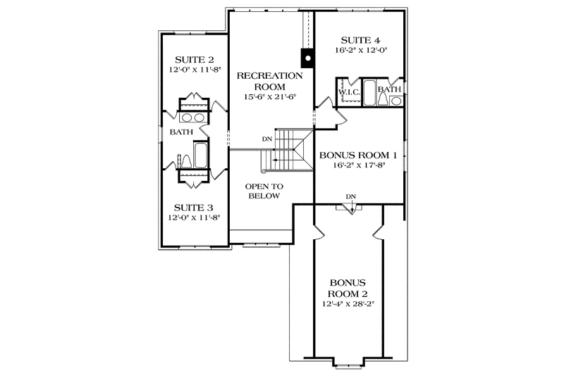 Dream House Plan - Floor Plan - Upper Floor for Craftsman House Plan #453-255 - 4 bed, 3.5 bath