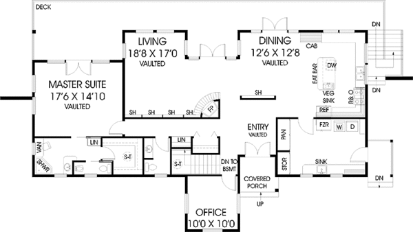Dream House Plan - Ranch Floor Plan - Main Floor Plan #60-1028