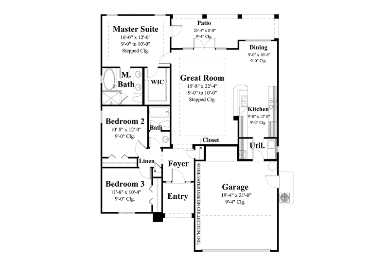 Home Plan - Floor Plan - Main Floor for Country House Plan #930-369 - 3 bed, 2 bath