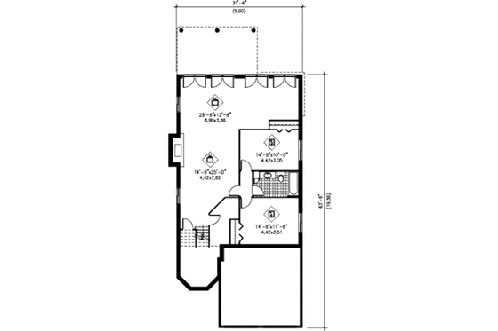 Floor Plan - Lower Floor for Tudor House Plan #25-4183 - 2 bed, 2 bath