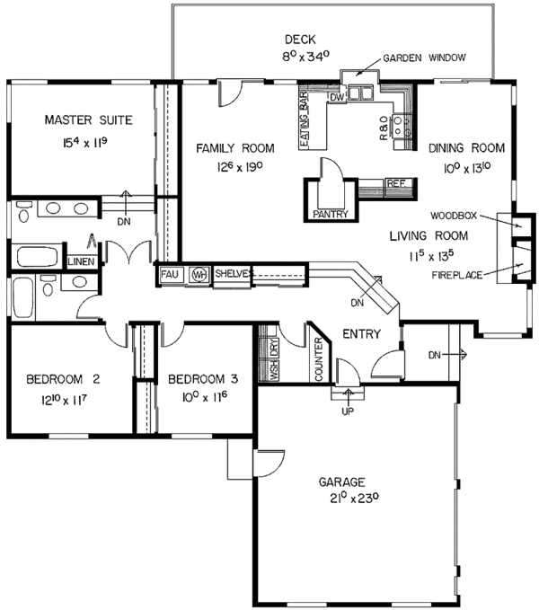 Home Plan - Craftsman Floor Plan - Main Floor Plan #60-915