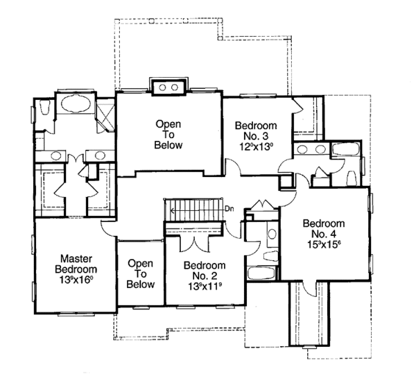 Architectural House Design - Colonial Floor Plan - Upper Floor Plan #429-176