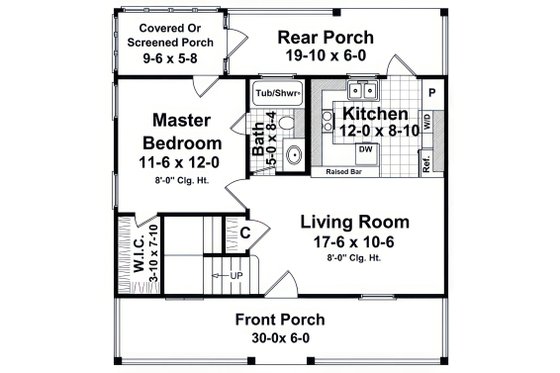 Floor Plan - Main Floor for Cottage House Plan #21-647 - 3 bed, 2 bath