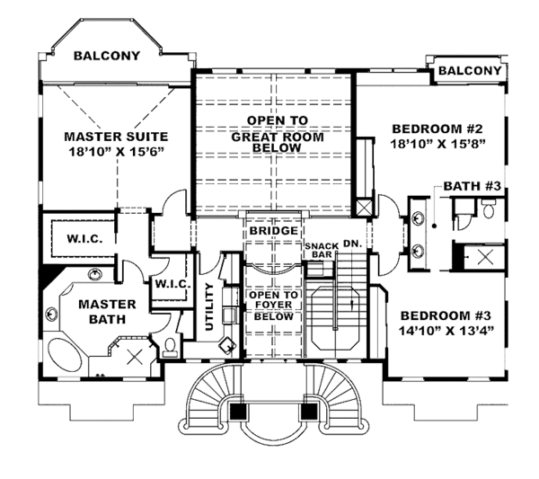 Dream House Plan - Mediterranean Floor Plan - Upper Floor Plan #1017-79