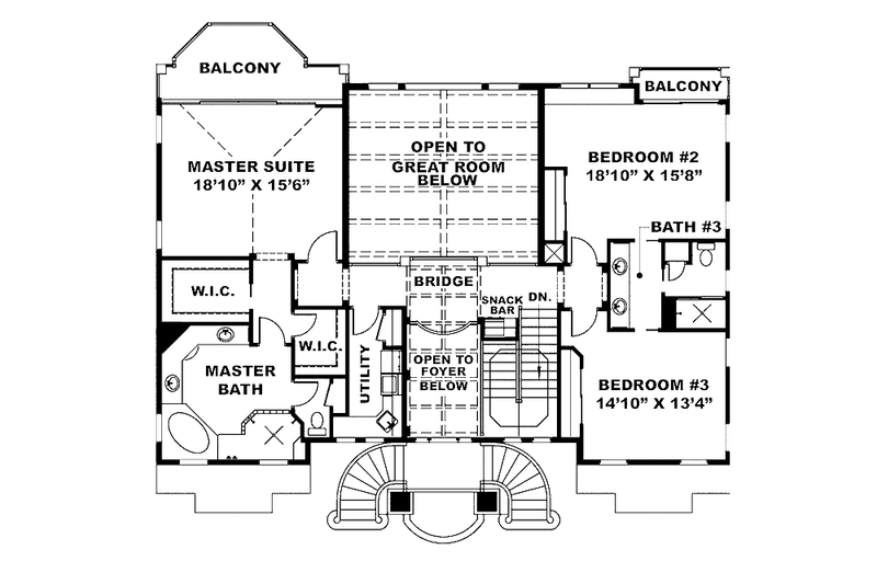 Home Plan - Floor Plan - Upper Floor for Mediterranean House Plan #1017-79 - 3 bed, 3 bath
