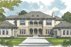 House Design - Exterior - Front Elevation for Mediterranean House Plan #453-604 - 5 bed, 5.5 bath