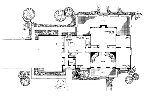 Floor Plan - Main Floor for Country House Plan #72-646 - 4 bed, 3 bath