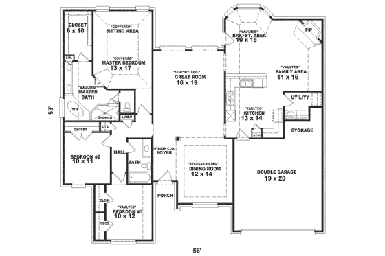 Floor Plan - Main Floor for Traditional House Plan #81-327 - 3 bed, 2 bath