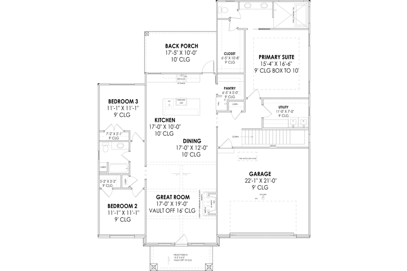 House Design - Floor Plan - Lower Floor for Country House Plan #1096-111 - 3 bed, 2 bath