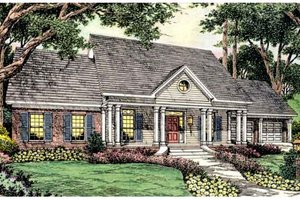 Southern Exterior - Front Elevation Plan #406-255