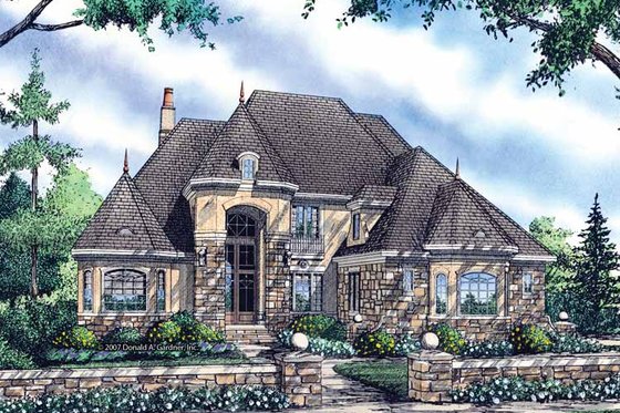 Exterior - Front Elevation 3 for European House Plan #929-834 - 5 bed, 4 bath