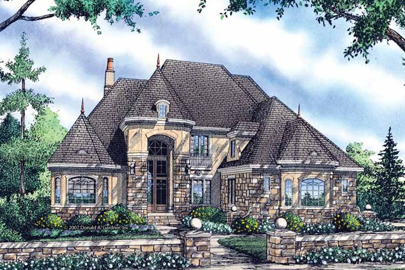 Home Plan - Exterior - Front Elevation 3 for European House Plan #929-834 - 5 bed, 4 bath