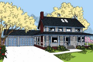 Ranch Exterior - Front Elevation Plan #60-1001