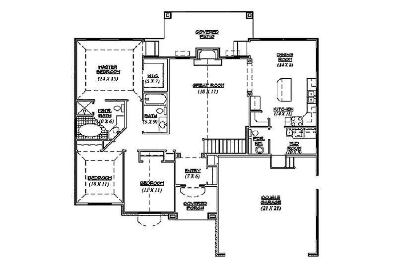 House Plan Design - Floor Plan - Main Floor for Traditional House Plan #945-9 - 3 bed, 2.5 bath
