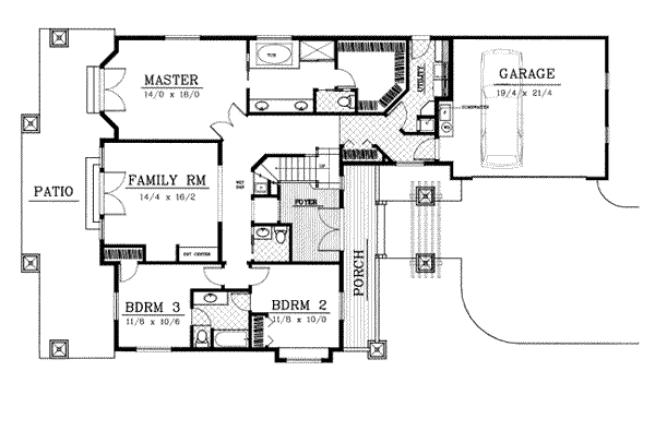 House Plan Design - Craftsman Floor Plan - Main Floor Plan #100-203