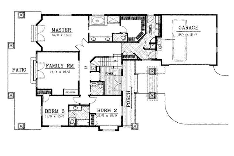 Architectural House Design - Floor Plan - Main Floor for Craftsman House Plan #100-203 - 4 bed, 3.5 bath