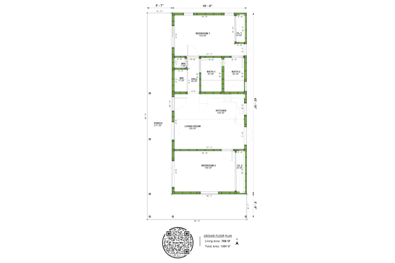 Architectural House Design - Floor Plan - Main Floor for Adobe / Southwestern House Plan #1106-44 - 2 bed, 2 bath