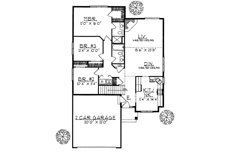 Home Plan - Floor Plan - Main Floor for Ranch House Plan #70-1320 - 3 bed, 2 bath