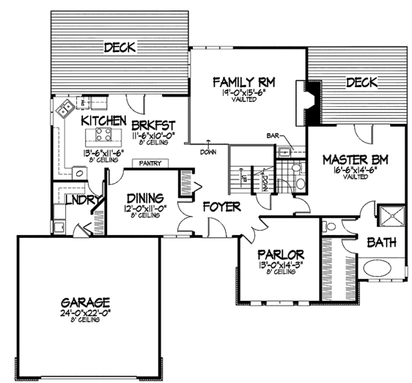 House Plan Design - Traditional Floor Plan - Main Floor Plan #320-685