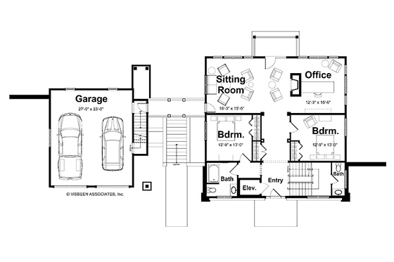 Floor Plan - Main Floor for Craftsman House Plan #928-112 - 3 bed, 2.5 bath