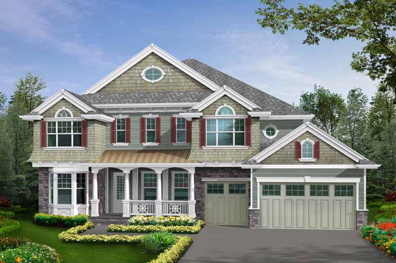 Home Plan - Exterior - Front Elevation 3 for Country House Plan #132-484 - 4 bed, 5 bath