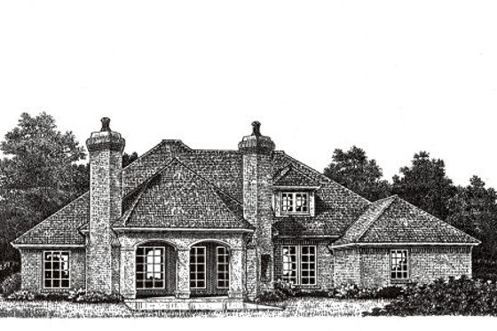 Exterior - Rear Elevation for European House Plan #310-271 - 3 bed, 2.5 bath