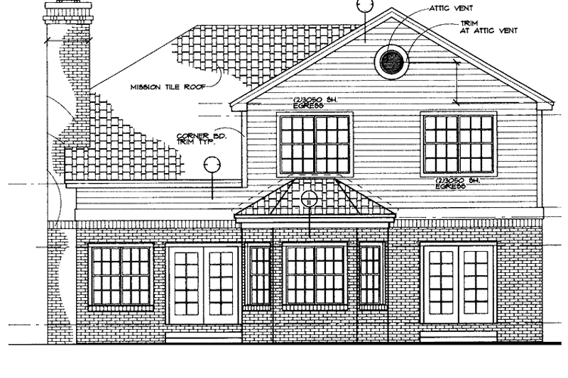 Architectural House Design - Exterior - Rear Elevation for Traditional House Plan #72-930 - 4 bed, 2.5 bath