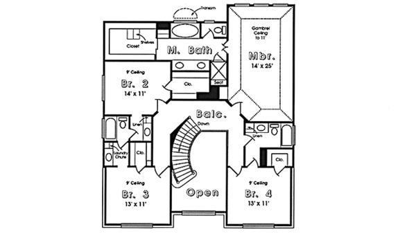House Plan Design - European Floor Plan - Upper Floor Plan #974-25
