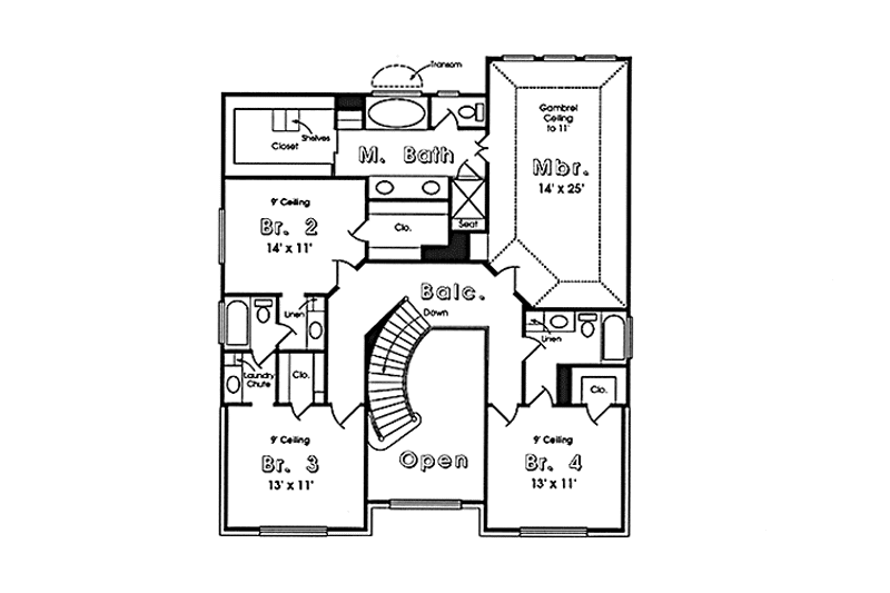 Dream House Plan - Floor Plan - Upper Floor for European House Plan #974-25 - 4 bed, 3.5 bath