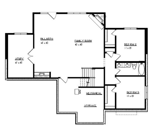 House Plan Design - European Floor Plan - Lower Floor Plan #320-991