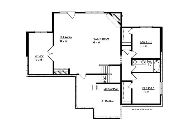 Home Plan - Floor Plan - Lower Floor for European House Plan #320-991 - 3 bed, 2.5 bath