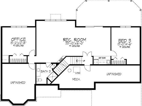 Home Plan - European Floor Plan - Lower Floor Plan #51-955