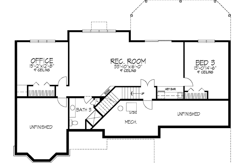 Architectural House Design - Floor Plan - Lower Floor for European House Plan #51-955 - 2 bed, 3 bath