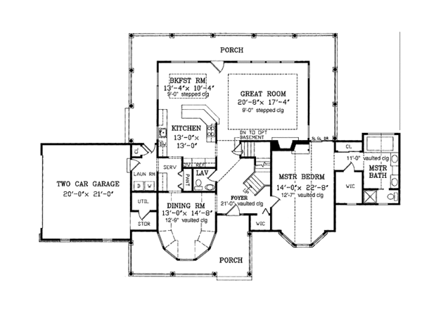 Architectural House Design - Country Floor Plan - Main Floor Plan #456-88