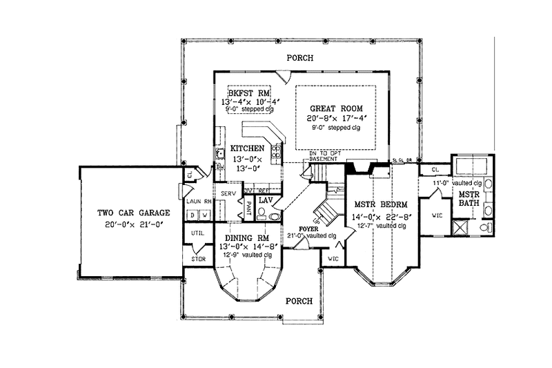 Architectural House Design - Floor Plan - Main Floor for Country House Plan #456-88 - 3 bed, 2.5 bath