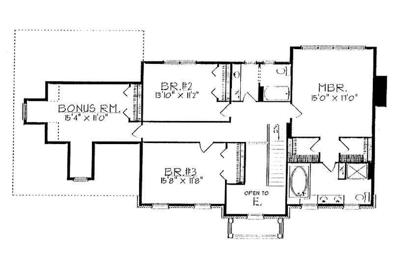 Home Plan - Floor Plan - Upper Floor for Classical House Plan #70-1312 - 3 bed, 2.5 bath