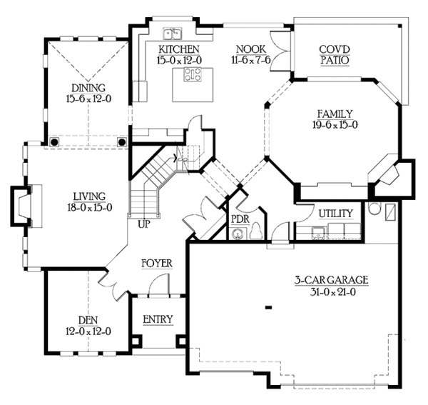 Dream House Plan - Craftsman Floor Plan - Main Floor Plan #132-254