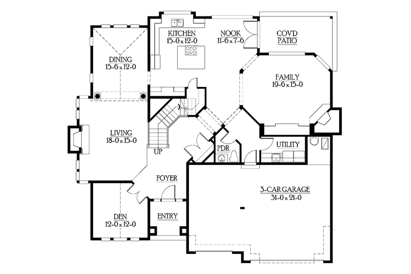 Home Plan - Floor Plan - Main Floor for Craftsman House Plan #132-254 - 4 bed, 2.5 bath