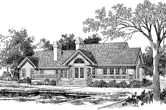 Exterior - Rear Elevation for Country House Plan #929-163 - 4 bed, 3.5 bath