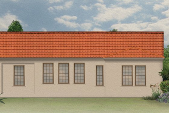 Exterior - Rear Elevation for Mediterranean House Plan #1058-2 - 3 bed, 2 bath