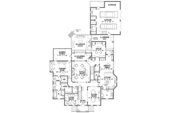 Floor Plan - Main Floor for Traditional House Plan #1054-20 - 4 bed, 5.5 bath