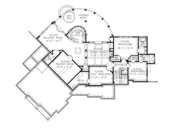 House Plan Design - Craftsman Floor Plan - Lower Floor Plan #54-502