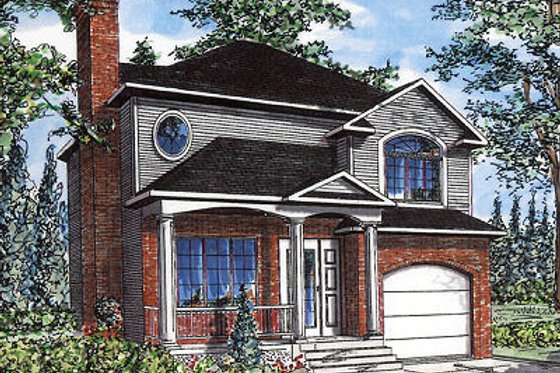 Exterior - Front Elevation for European House Plan #138-220 - 3 bed, 1.5 bath