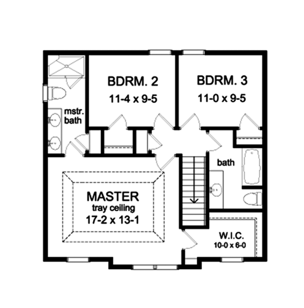 House Design - Colonial Floor Plan - Upper Floor Plan #1010-113