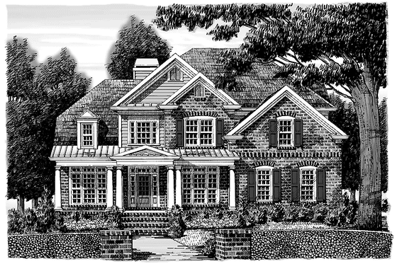 Exterior - Front Elevation 3 for Classical House Plan #927-880 - 4 bed, 3 bath