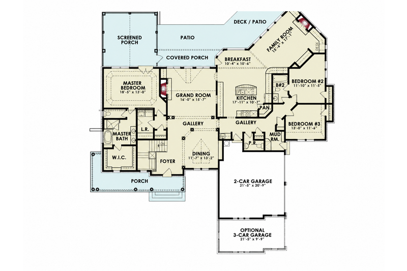 Dream House Plan - Floor Plan - Main Floor for Ranch House Plan #54-699 - 3 bed, 2.5 bath