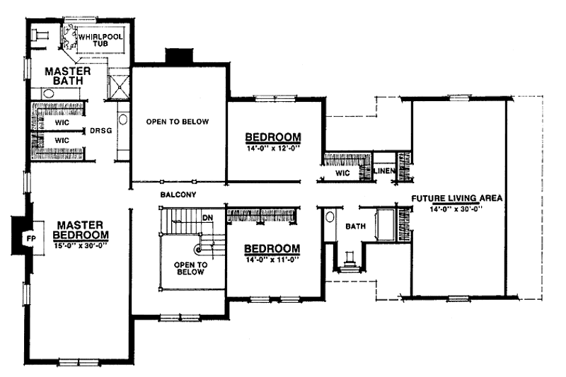 House Blueprint - Floor Plan - Upper Floor for Colonial House Plan #1016-19 - 4 bed, 3.5 bath