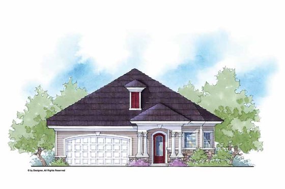Exterior - Front Elevation 3 for Country House Plan #938-19 - 3 bed, 2 bath