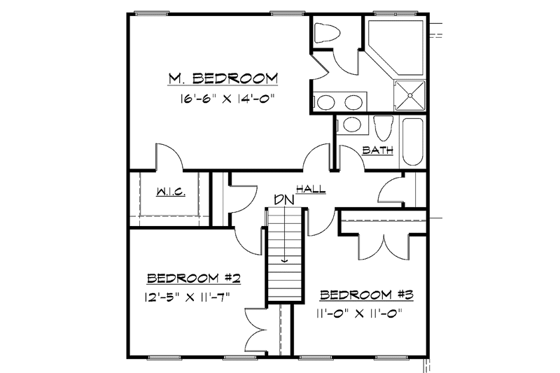 Architectural House Design - Floor Plan - Upper Floor for Colonial House Plan #320-909 - 3 bed, 2.5 bath