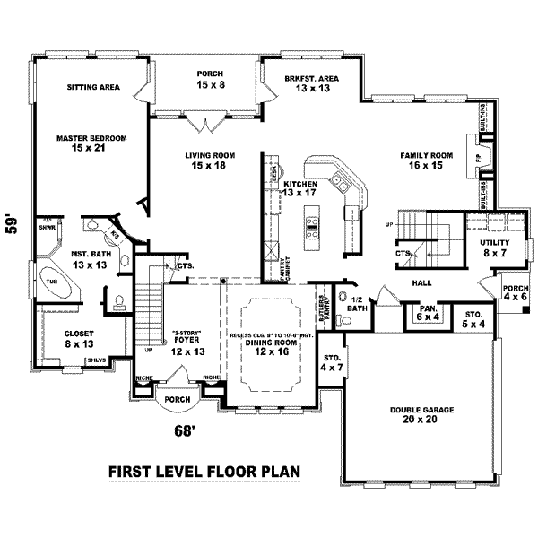 Colonial Floor Plan - Main Floor Plan #81-1598